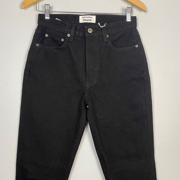 Reformation Julia High Cigarette Jean Destroyed Black - Picture 6 of 9